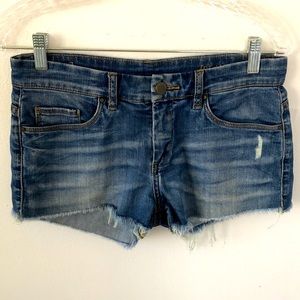 Blank NYC‎ Distressed Denim Shorts Medium Wash Mid Rise Sz 27 - EUC